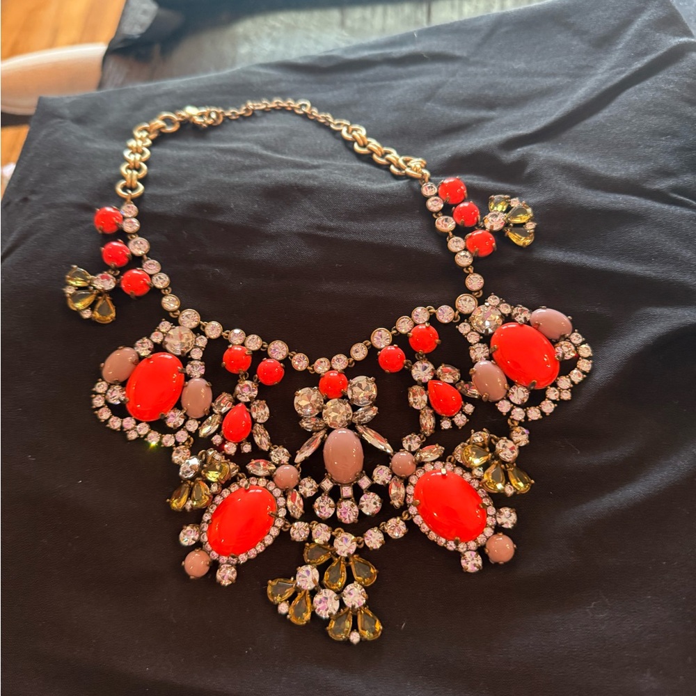 J. Crew Gold Necklace with Red and Yellow Accents